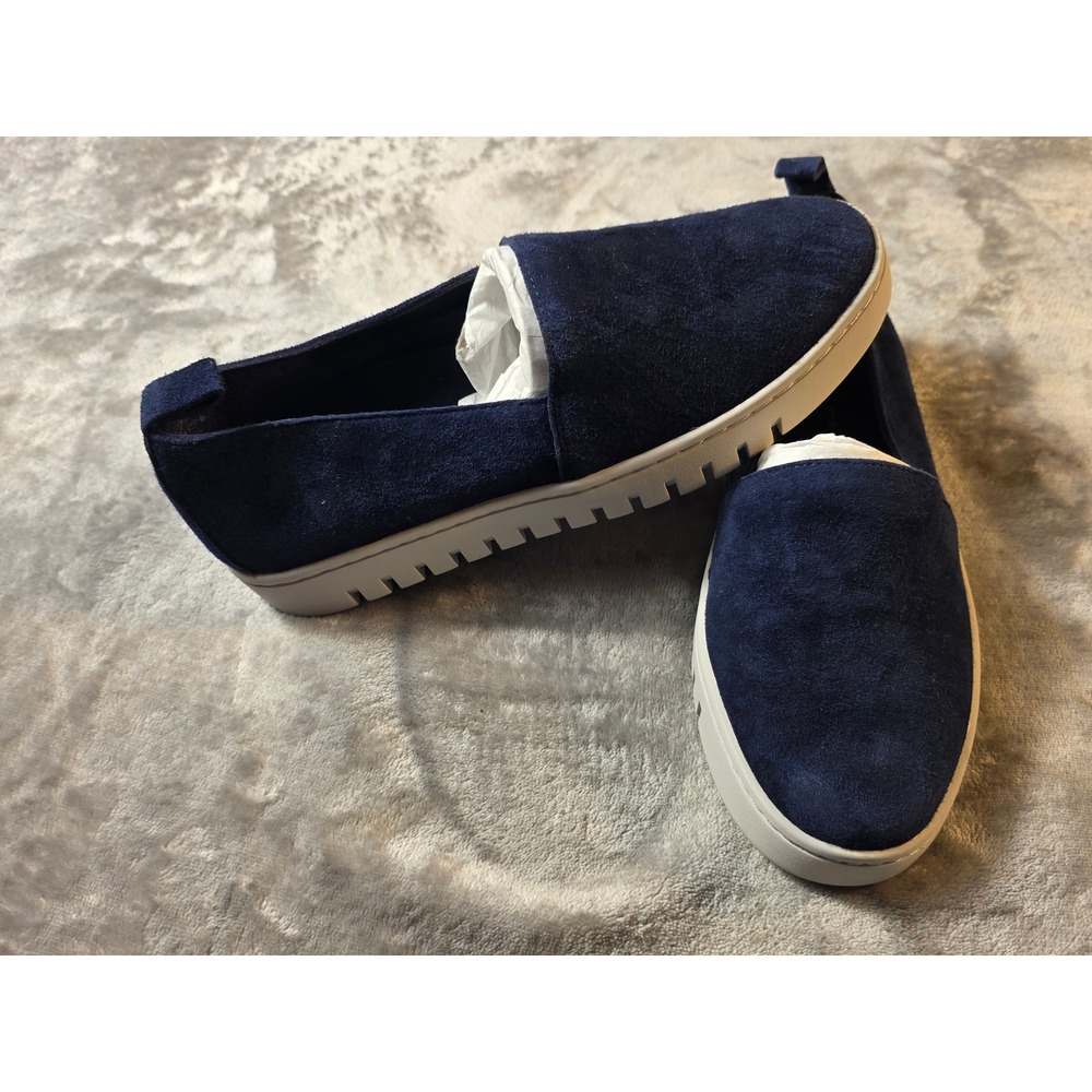 Vionic Uptown A-Line Loafers Womens 6 Navy Blue Suede Slip On Flats BD207 NEW‎